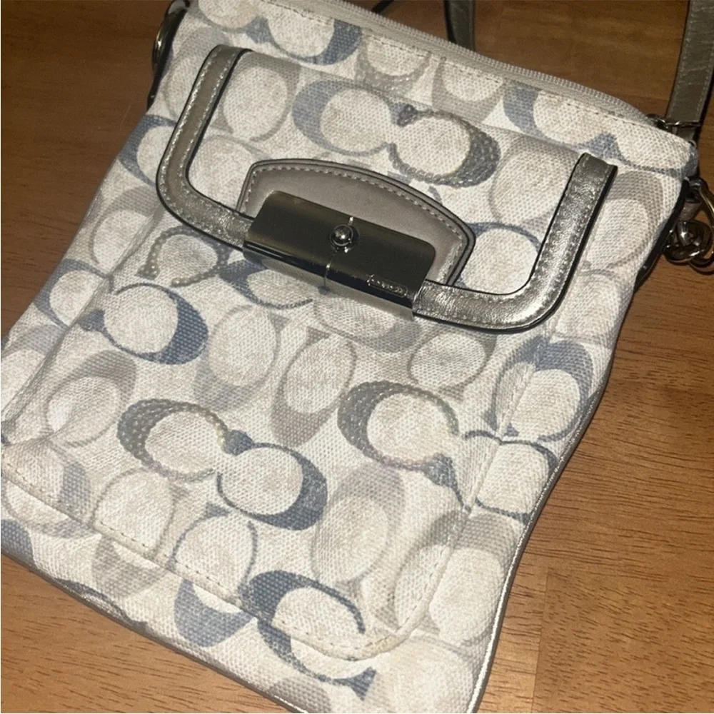 Coach Beige and Silver Crossbody Bag
